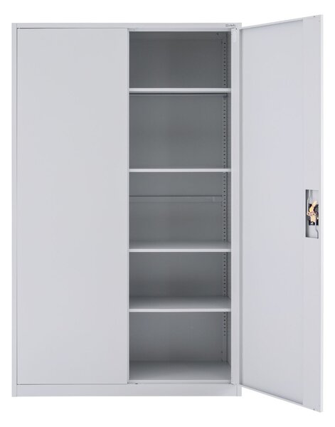 Metalowa szafa zamykana na klucz do biura 185x115 cm Essen: szara