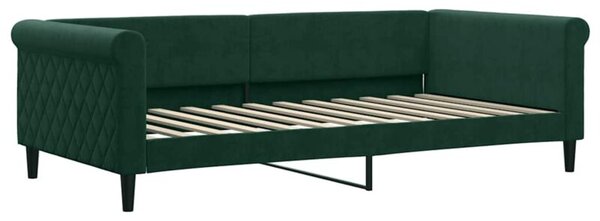 Sofa z funkcją spania, ciemnozielona, 100x200 cm, aksamitna