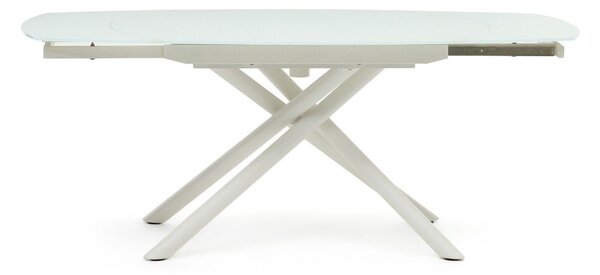 Biały rozkładany stół ze szklanym blatem 100x130 cm Yodalia – Kave Home