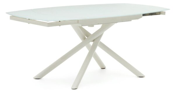 Biały rozkładany stół ze szklanym blatem 100x130 cm Yodalia – Kave Home