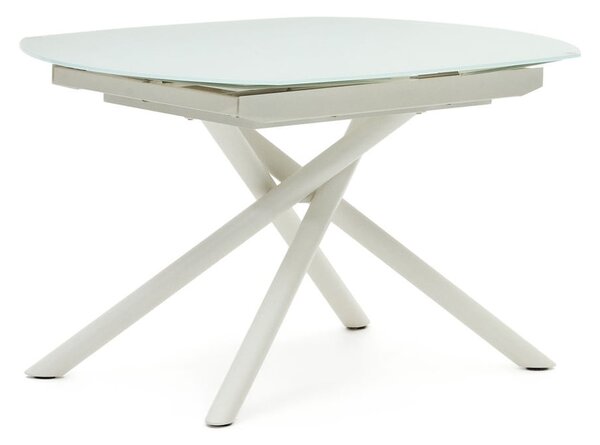 Biały rozkładany stół ze szklanym blatem 100x130 cm Yodalia – Kave Home
