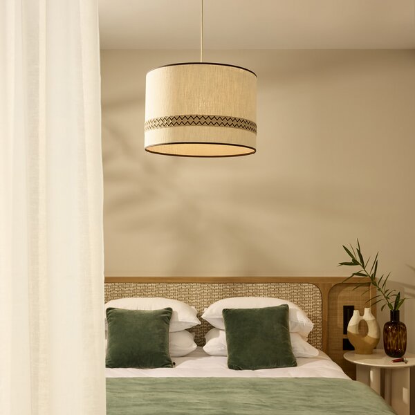 Lampa Wisząca MARKET SET, Jimmy, ściemnialny, beżowy, jadalnia, tkanina | tekstylia, design