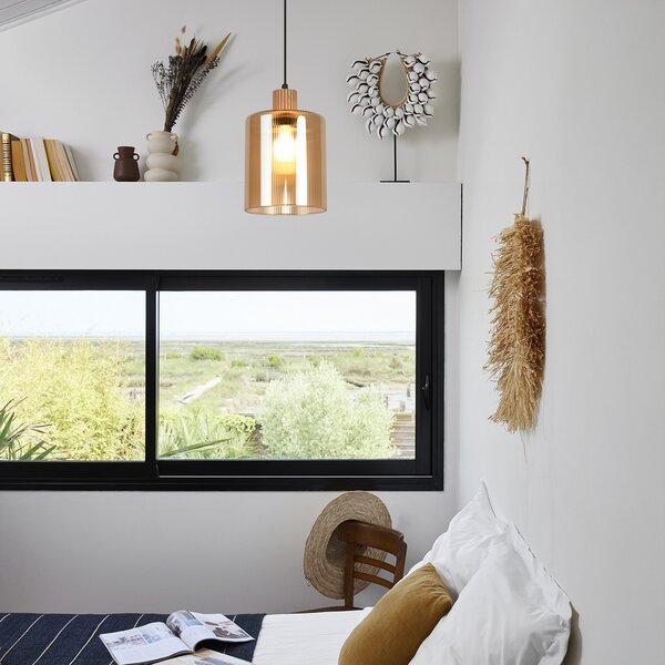 Lampa Wisząca COREP, Giovanni, ściemnialny, beżowy, salon, szkło, nowoczesny