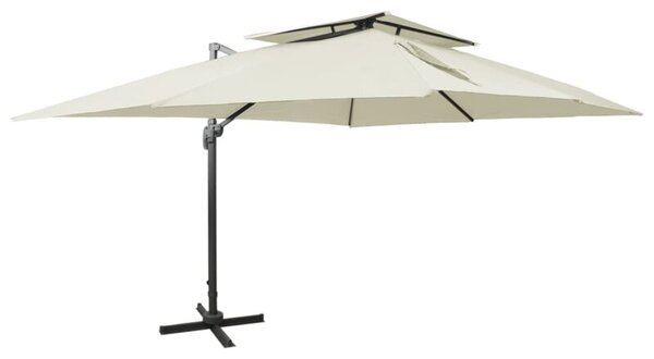 Parasol ogrodowy cantilever z podwójną górą, piaskowy, 400x300 cm