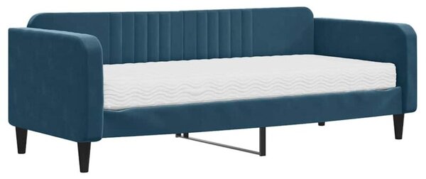 Sofa z materacem do spania, niebieska, 90x200 cm, aksamit