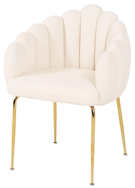 JUMI Krzesło tapicerowane FOGIA eleganckie glamour baranek boucle teddy