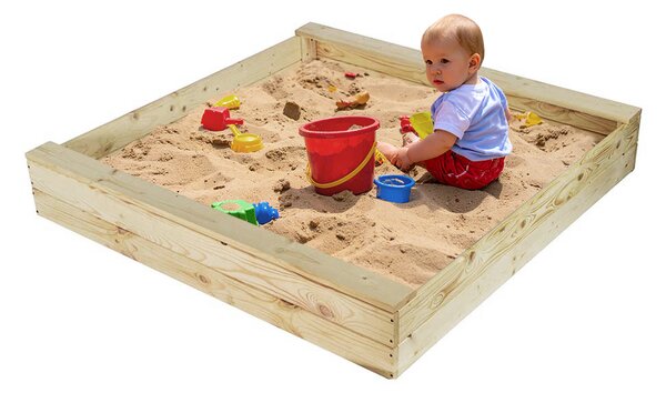ATMOWOOD Drewniana piaskownica naturalna 120 × 120 × 20 cm