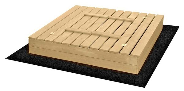 ATMOWOOD Drewniana naturalna piaskownica z ławeczkami 120 × 120 cm