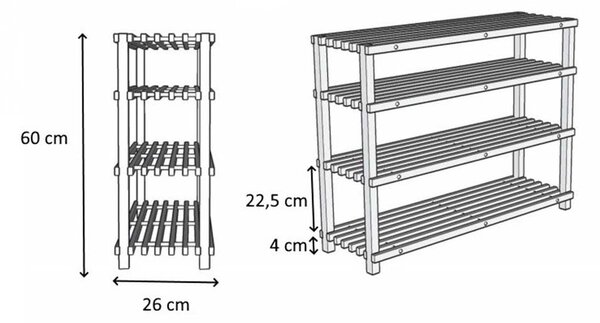 ATMOWOOD Szafka na buty drewniana 77 × 26 × 60 cm