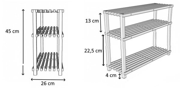 ATMOWOOD Szafka na buty drewniana 77 × 26 × 45 cm