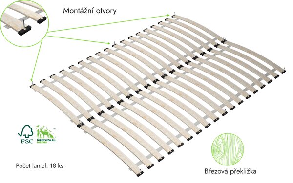 ATMOWOOD Drewniany stelaż listwowy 160 × 200 cm