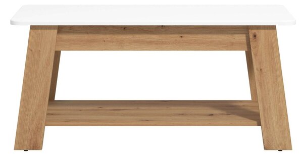 Stolik kawowy 101 cm, biel/ dąb artisan
