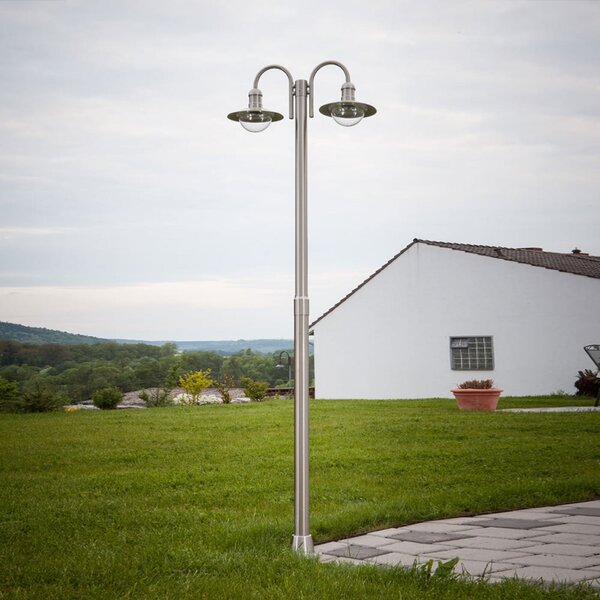 Zewnętrzna Lampa Lindby, DAMION, ściemnialny, metaliczny, stal szlachetna, nowoczesny