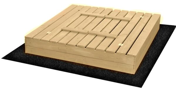ATMOWOOD Drewniana naturalna piaskownica z ławeczkami 150 × 137 cm