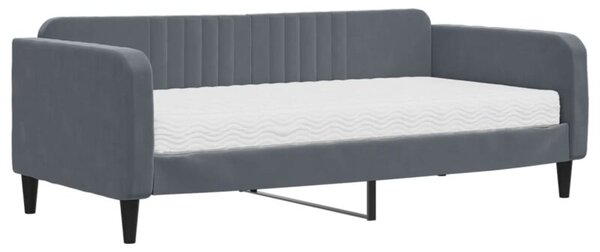 Sofa z materacem do spania, ciemnoszara, 90x190 cm, aksamit