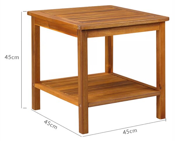 Casaria Stolik z drewna akacjowego z półką 45 × 45 cm