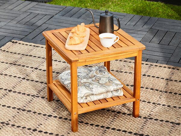 Casaria Stolik z drewna akacjowego z półką 45 × 45 cm
