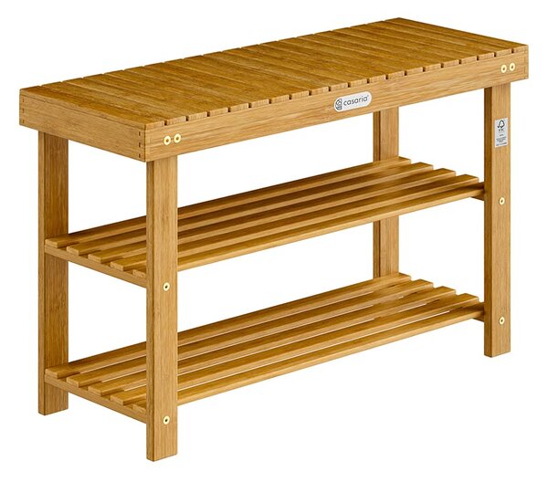 Casaria Szafka na buty z akacji z ławką 90 × 33 × 46 cm