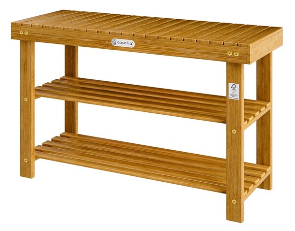 Casaria Szafka na buty z akacji z ławką 90 × 33 × 46 cm