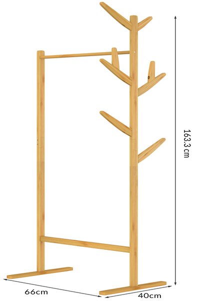 Casaria Bambusowy stojak na ubrania 163 × 66 × 40 cm