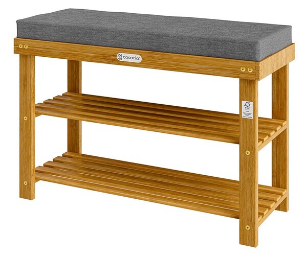 Casaria Szafka na buty z akacji z siedziskiem 70 × 33 × 48 cm
