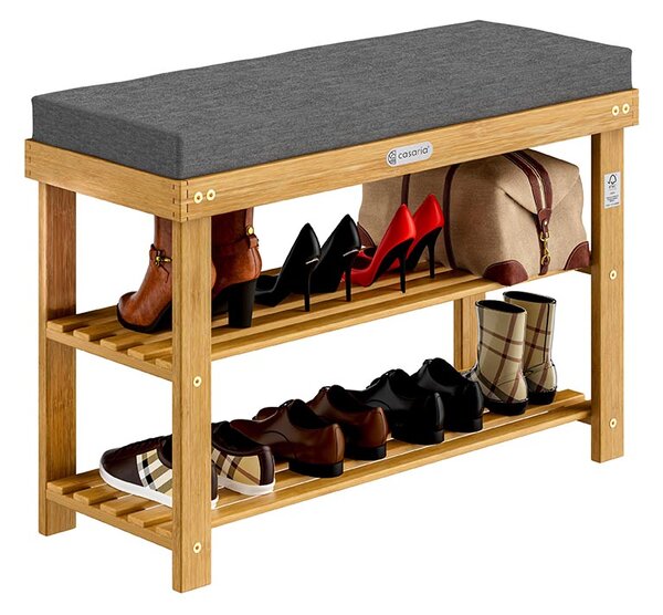 Casaria Szafka na buty z akacji z siedziskiem 70 × 33 × 48 cm