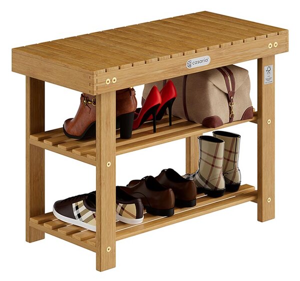 Casaria Szafka na buty z akacji z ławką 70 × 33 × 46 cm