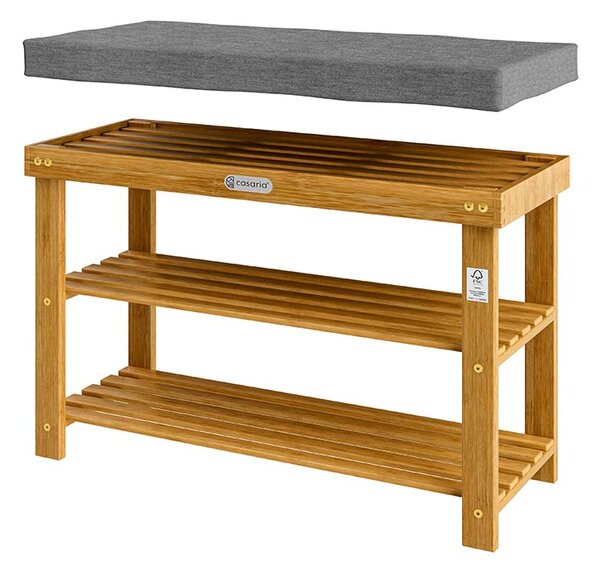 Casaria Szafka na buty z akacji z siedziskiem 70 × 33 × 48 cm