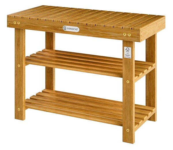 Casaria Szafka na buty z akacji z ławką 70 × 33 × 46 cm