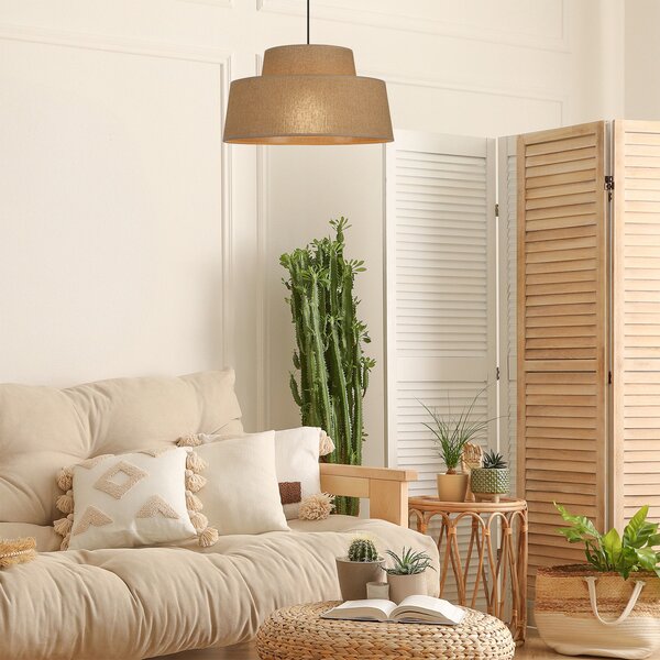 Lampa Wisząca COREP, Mallorca, ściemnialny, beżowy, salon, papier | karton
