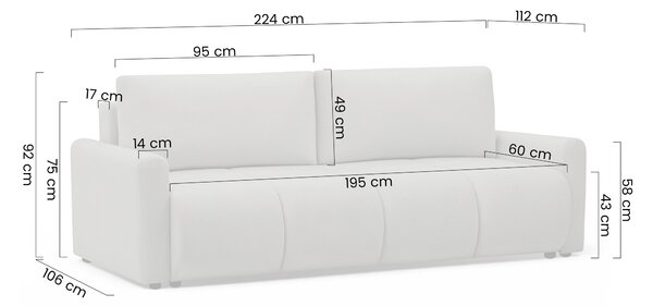 Kanapa Velaro z funkcją spania - brązowa dzianina Vela 28