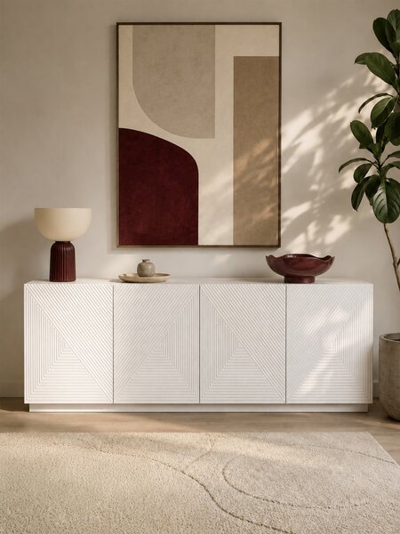 Komoda Asha 200 cm czterodrzwiowa - biały mat