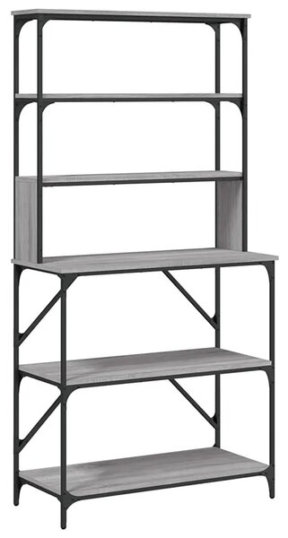 Regał z 6 półkami w stylu loft szary dąb G3-H34