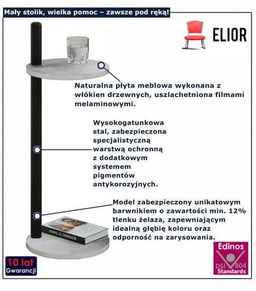 Pomocniczy stolik z okrągłym blatem beton + czarny G0-G79