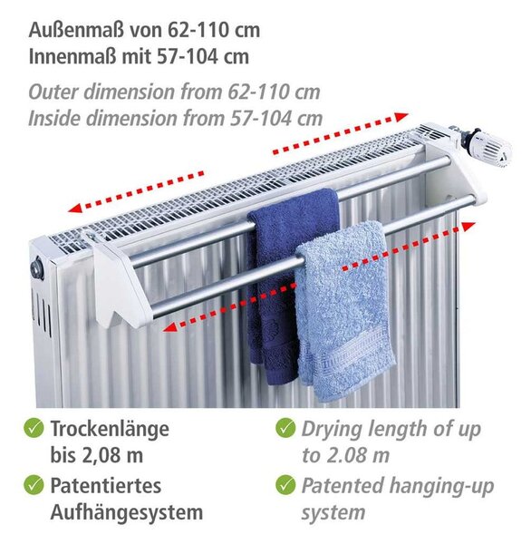 Regulowana suszarka na kaloryfer Wenko Standard