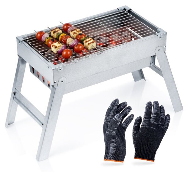 Grill węglowy stalowy składany przenośny 46x21x27 cm