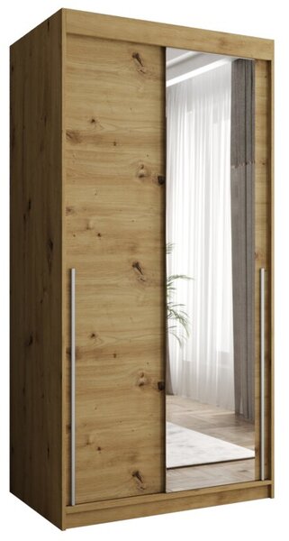Szafa przesuwna z lustrem Garderoba SIMA T2 100 artisan + u. srebrny