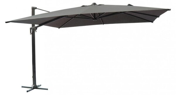 Czarny parasol ogrodowy z ramieniem o przekroju kwadratowym 4x4 z szarym materiaem Skyline
