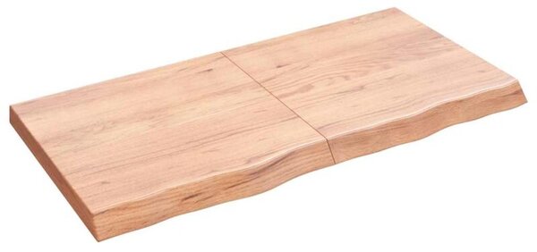 Półka, brązowa, 120x60x(2-6) cm, lakierowane lite drewno dębowe