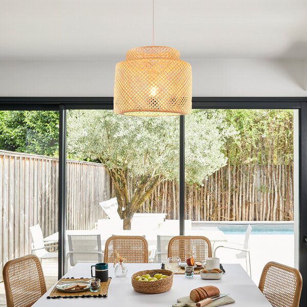 Lampa Wisząca COREP, Makassar, ściemnialny, beżowy, salon, bambus