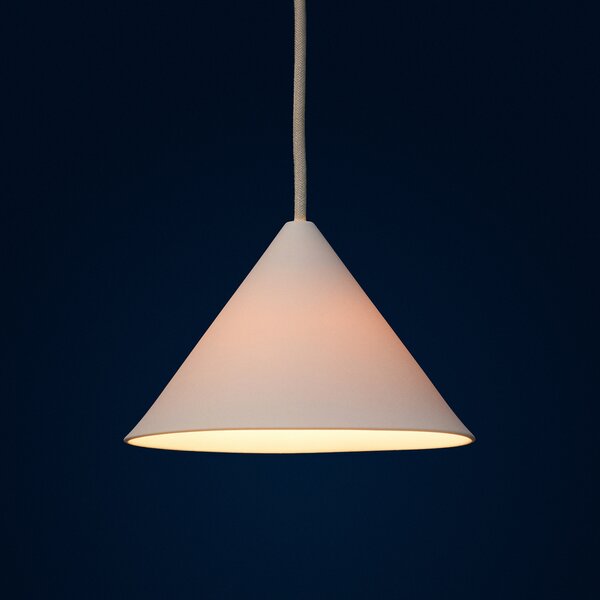 Lampa Wisząca Moebe, Ceramic Cone, ściemnialny, biały, salon, ceramika, design