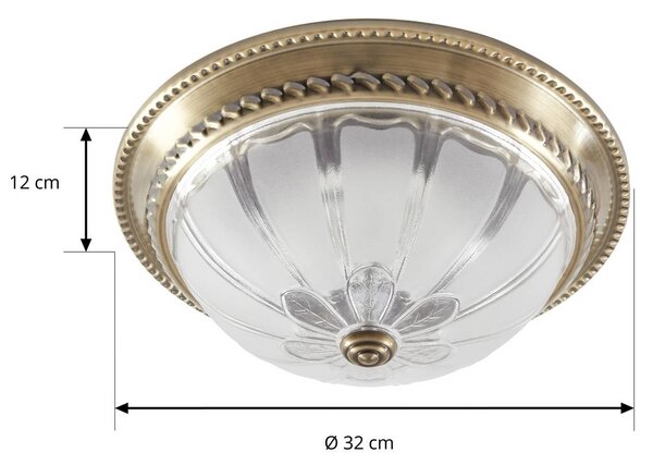 Lampa sufitowa LED Henja Lindby, możliwość ściemniania, brązowy / mosiężny, salon / jadalnia, szkło, antyczny