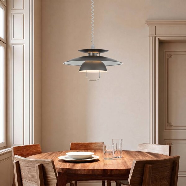 Lampa wisząca Nadija Lindby, możliwość ściemniania, aluminiowy / szary / cynkowy, kuchnia, metal, skandynawski
