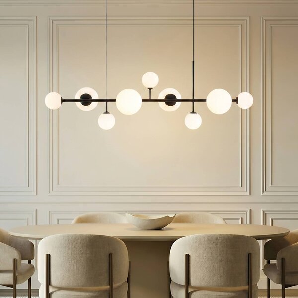 Lampa wisząca szklana Joel ALDEX, możliwość ściemniania, czarny, salon / jadalnia, metal