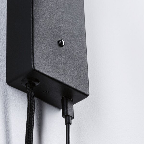 Lampa Ścienna Paulmann, Hulda USB, ściemnialny, czarny, sypialnia, metal, nowoczesny
