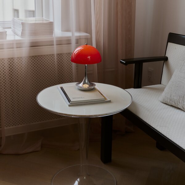 Zewnętrzna Lampa Louis Poulsen, Panthella 160, ściemnialny, czerwony, taras, tworzywo sztuczne, design