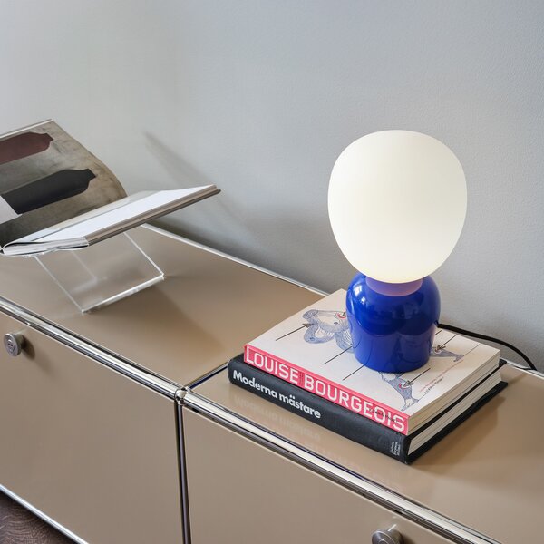 Lampa Stołowa Belid, Buddy, niebieski, salon, szkło, design