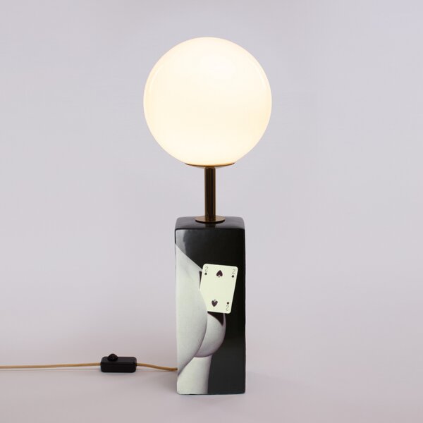 Lampa Stołowa SELETTI, Toiletpaper, ściemnialny, czarny, salon, ceramika, design