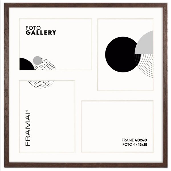 Ramka na zdjęcia 4x 13x18 cm brązowa galeria zdjęć multirama collage 40x40 cm FRAMAI®