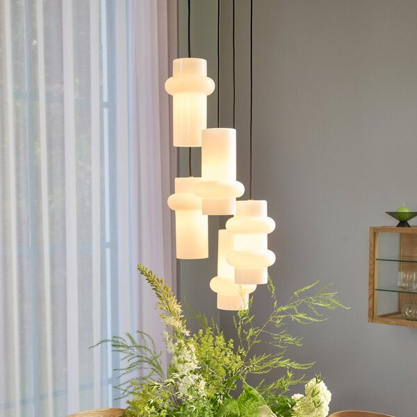 Lampa Wisząca Hübsch, Pilule Double, ściemnialny, biały, salon, szkło, skandynawski